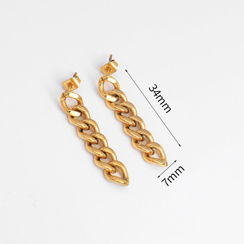 Titanium Cuban Chain Earrings-Jewearrings