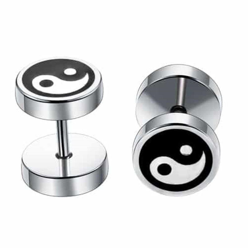 Titanium Dumbbell Earrings-Jewearrings