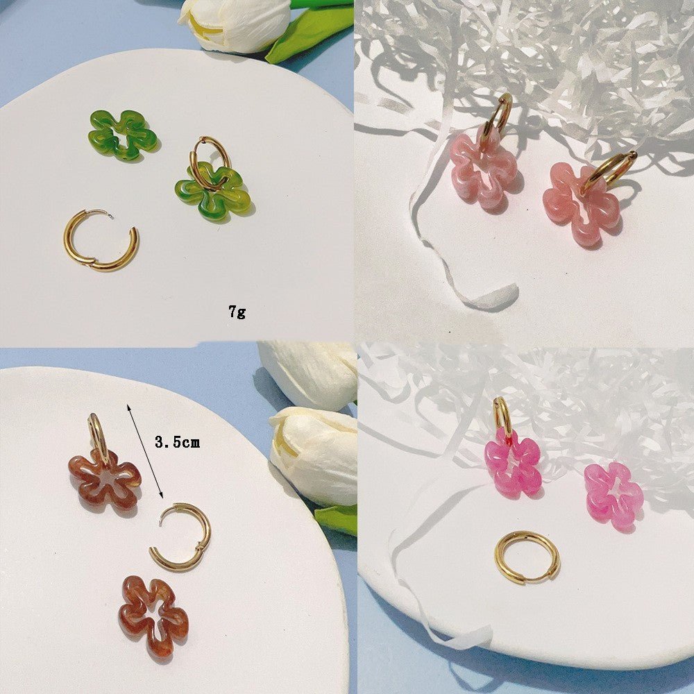 Titanium Earrings 18K Gold Flower Candy-Jewearrings