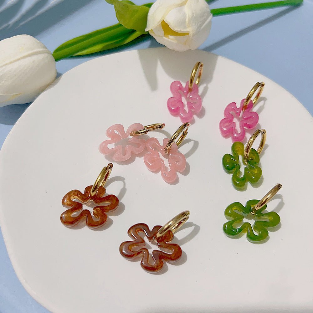 Titanium Earrings 18K Gold Flower Candy-Jewearrings