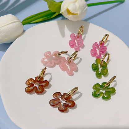 Titanium Earrings 18K Gold Flower Candy-Jewearrings