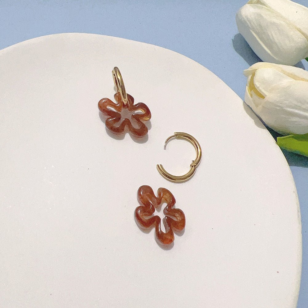 Titanium Earrings 18K Gold Flower Candy-Jewearrings