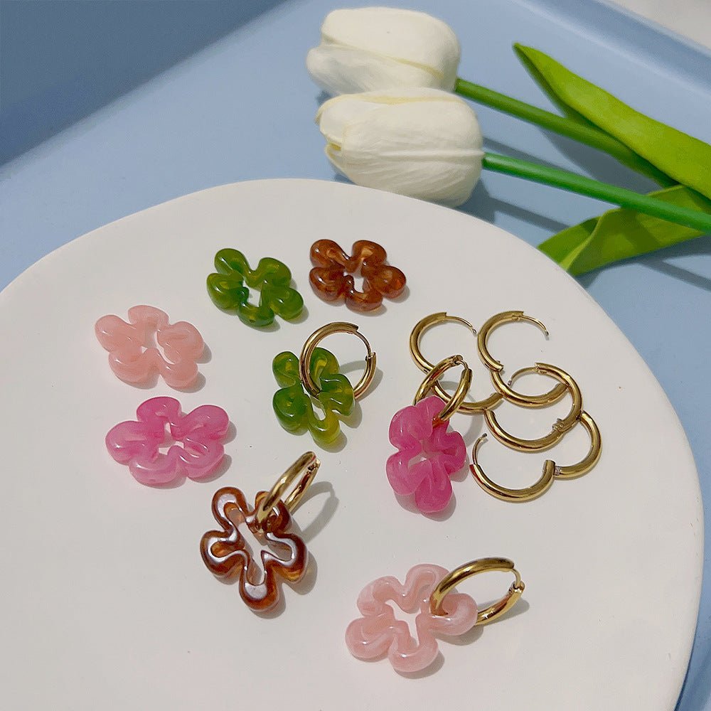 Titanium Earrings 18K Gold Flower Candy-Jewearrings