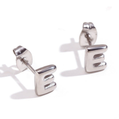 Titanium Earrings 18K Gold Mini Alphabet Earrings-Jewearrings