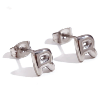 Titanium Earrings 18K Gold Mini Alphabet Earrings-Jewearrings