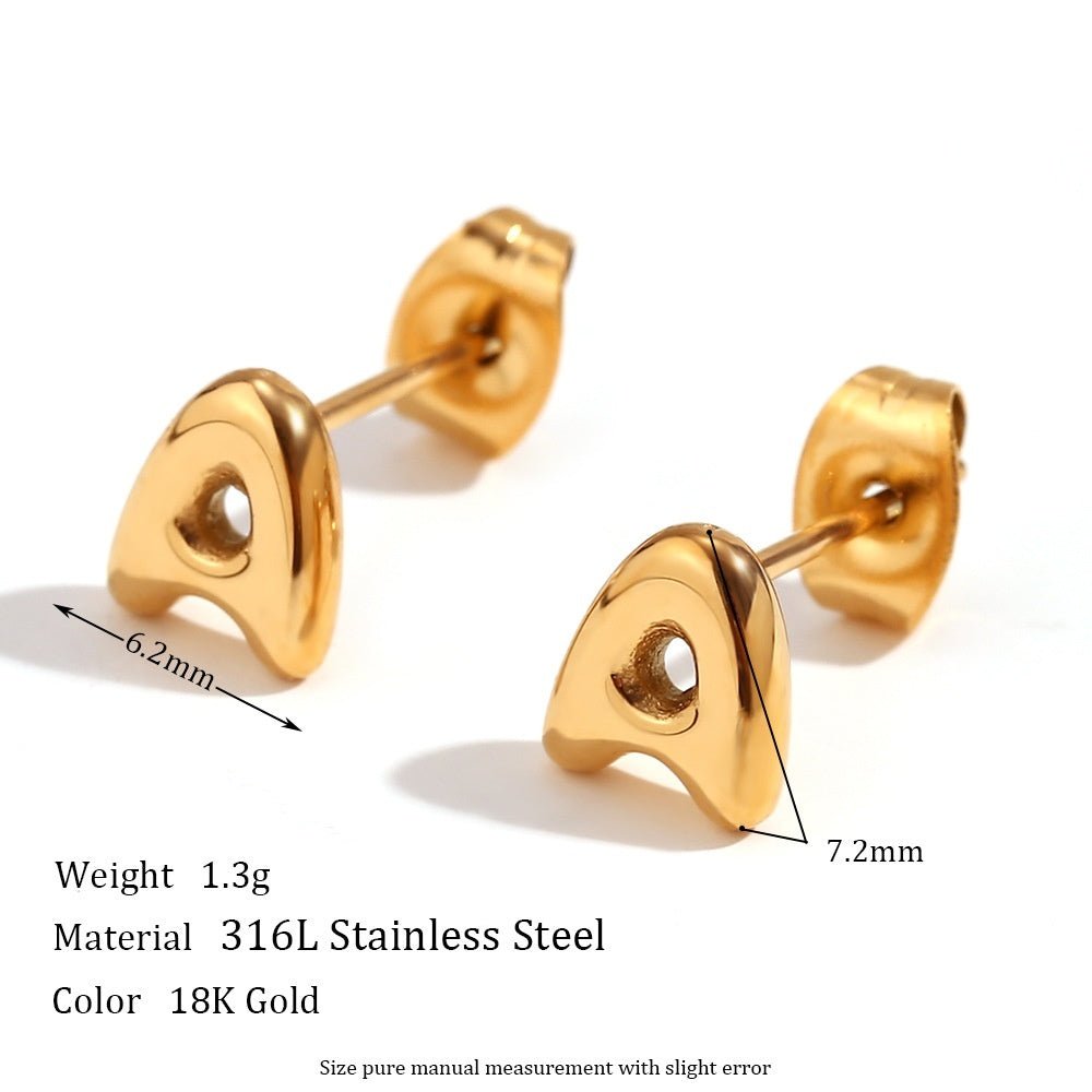 Titanium Earrings 18K Gold Mini Alphabet Earrings-Jewearrings