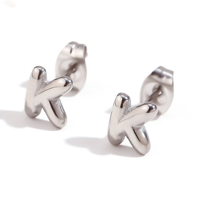 Titanium Earrings 18K Gold Mini Alphabet Earrings-Jewearrings