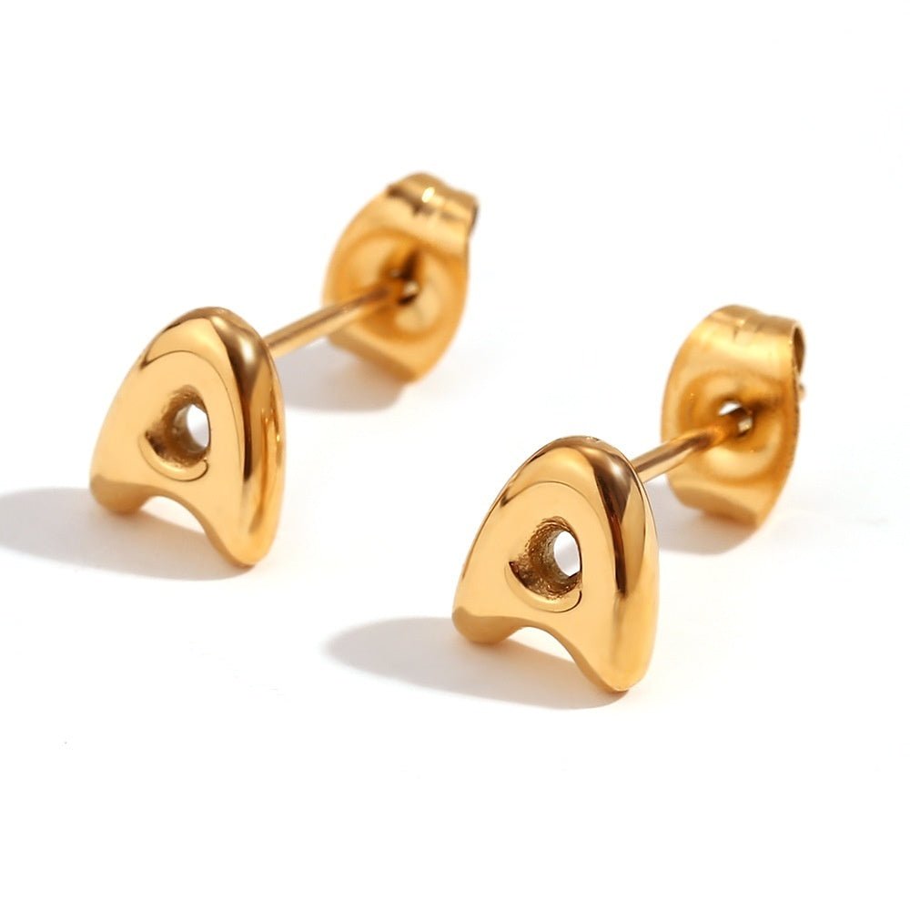 Titanium Earrings 18K Gold Mini Alphabet Earrings-Jewearrings