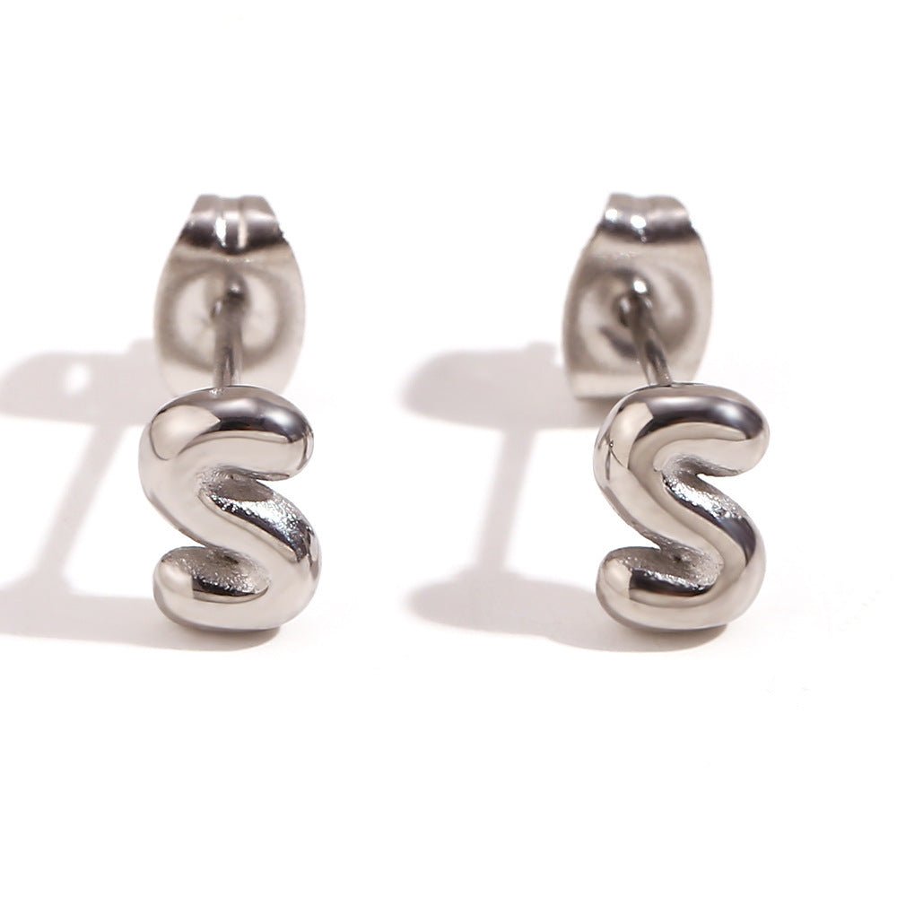 Titanium Earrings 18K Gold Mini Alphabet Earrings-Jewearrings