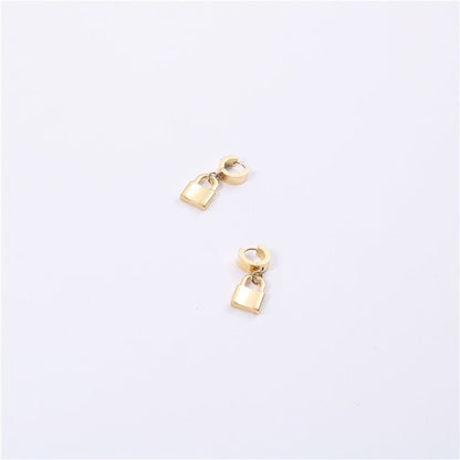 Titanium Earrings - 18k Gold Plated Ins Female Lock Earrings-Jewearrings