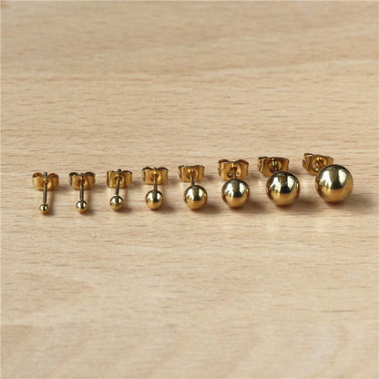 Titanium Earrings - Ball Stud Earrings-Jewearrings