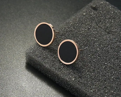 Titanium Earrings Black Rose Gold Trend-Jewearrings