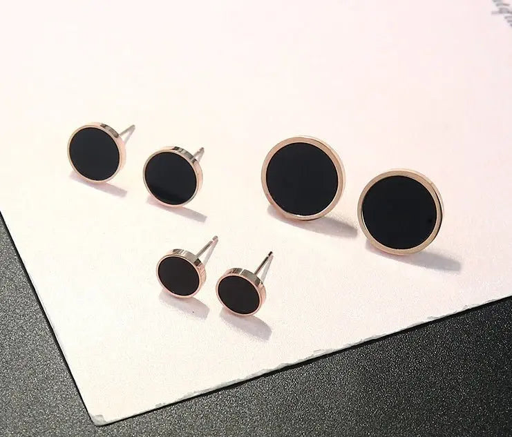 Titanium Earrings Black Rose Gold Trend-Jewearrings