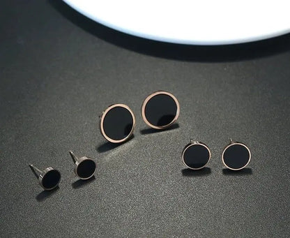 Titanium Earrings Black Rose Gold Trend-Jewearrings