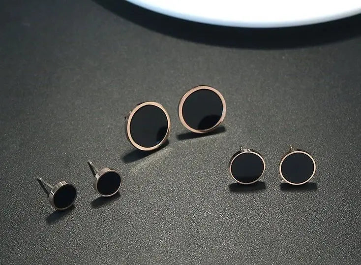 Titanium Earrings Black Rose Gold Trend-Jewearrings