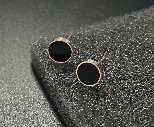 Titanium Earrings Black Rose Gold Trend-Jewearrings