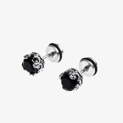 Titanium Earrings Black Zircon-Jewearrings