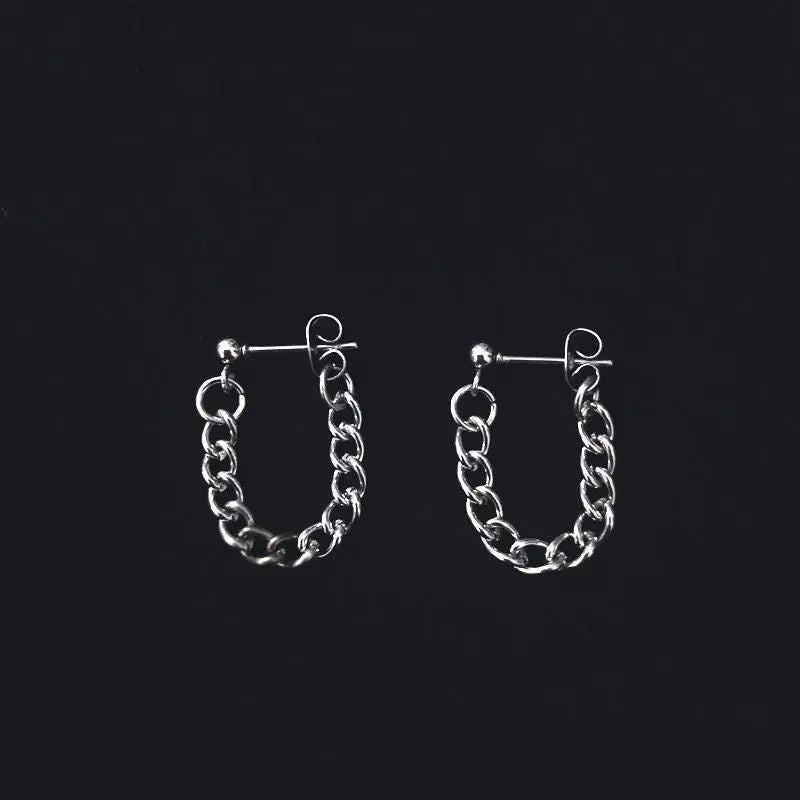 Titanium Earrings Chain Cool Frosty Wind-Jewearrings