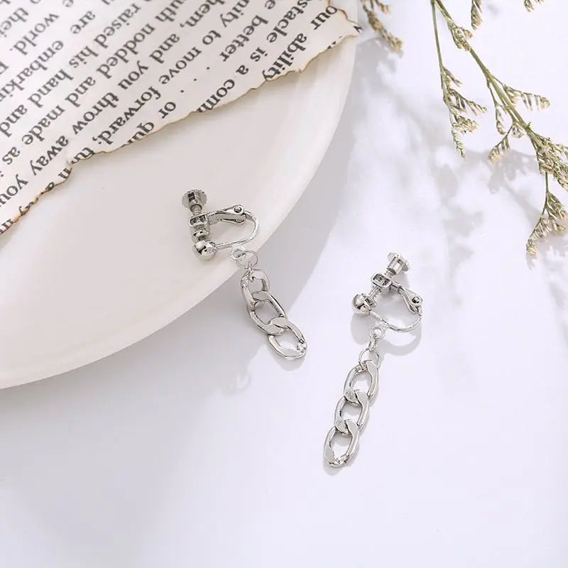 Titanium Earrings Chain Cool Frosty Wind-Jewearrings