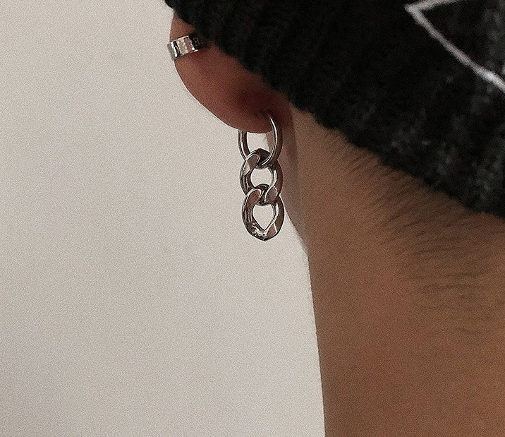 Titanium Earrings Chain Hoop-Jewearrings