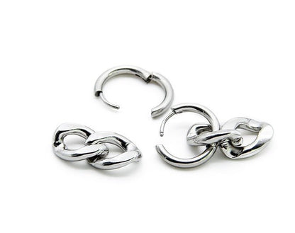 Titanium Earrings Chain Hoop-Jewearrings