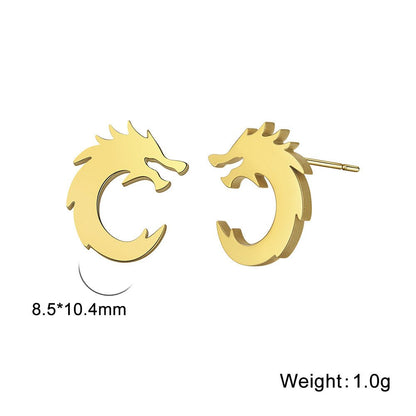 Titanium Earrings Chinese Dragon-Jewearrings