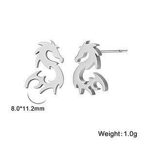 Titanium Earrings Chinese Dragon-Jewearrings