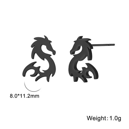 Titanium Earrings Chinese Dragon-Jewearrings