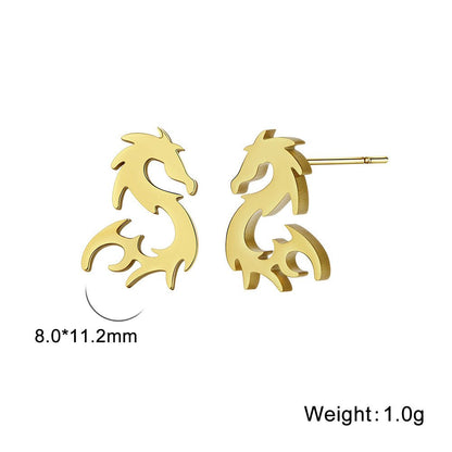 Titanium Earrings Chinese Dragon-Jewearrings