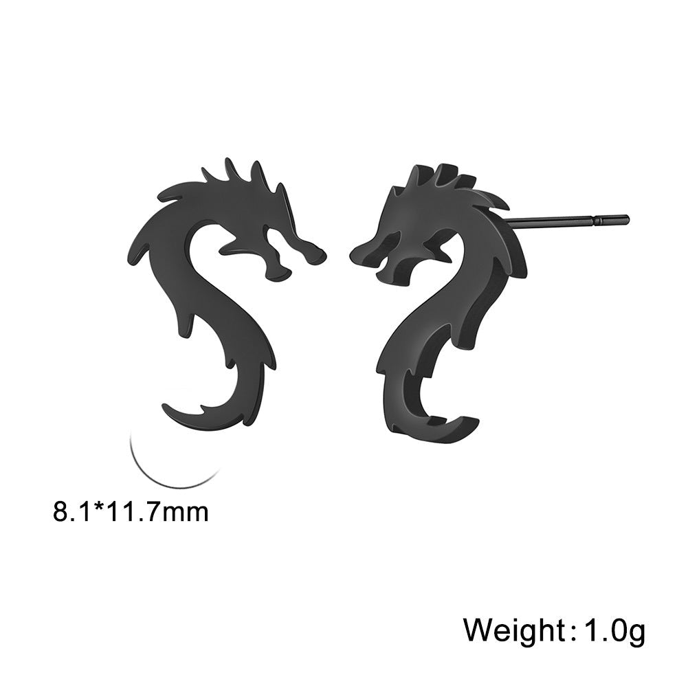 Titanium Earrings Chinese Dragon-Jewearrings