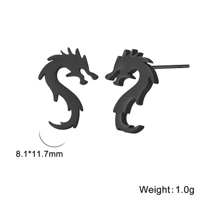 Titanium Earrings Chinese Dragon-Jewearrings