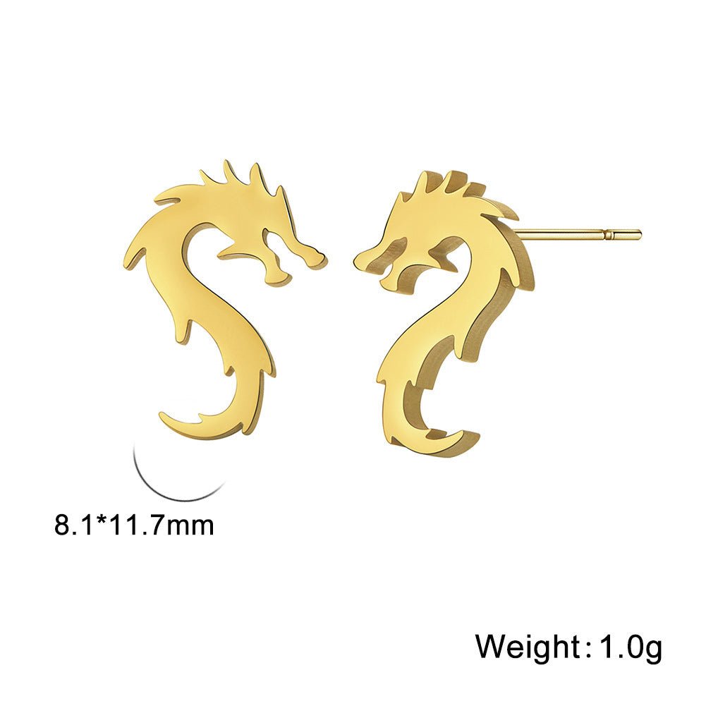 Titanium Earrings Chinese Dragon-Jewearrings