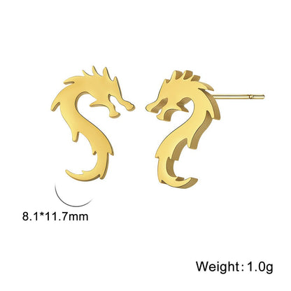 Titanium Earrings Chinese Dragon-Jewearrings