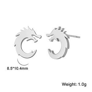 Titanium Earrings Chinese Dragon-Jewearrings