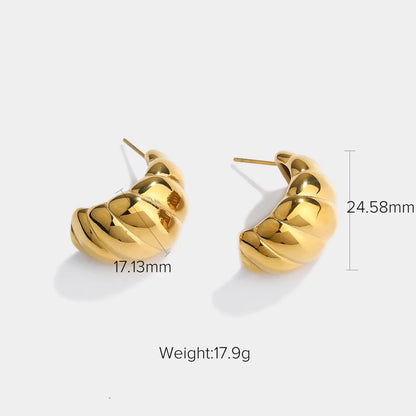 Titanium Earrings Croissant Stud Earrings-Jewearrings