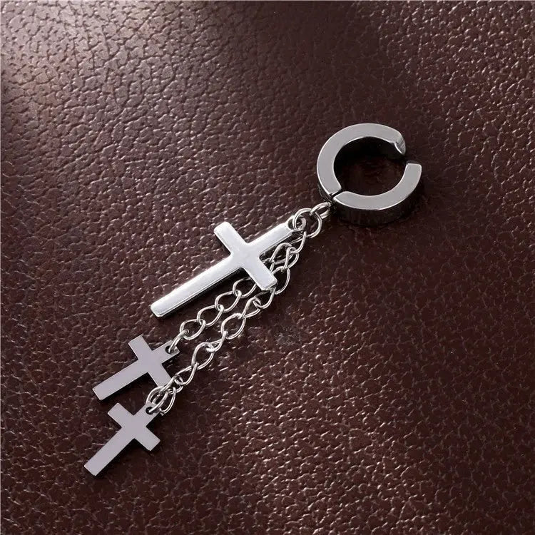 Titanium Earrings Cross Ear Clip Earrings-Jewearrings