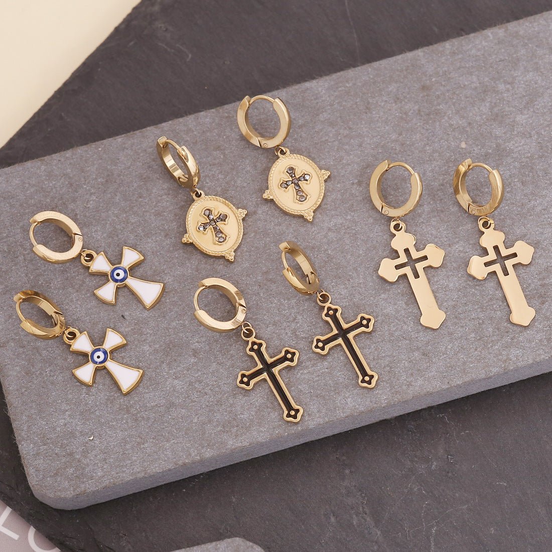 Titanium Earrings Cross Earrings-Jewearrings