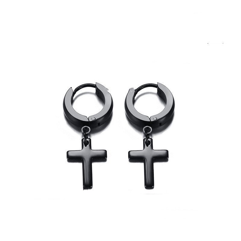 Titanium Earrings Cross Punk-Jewearrings