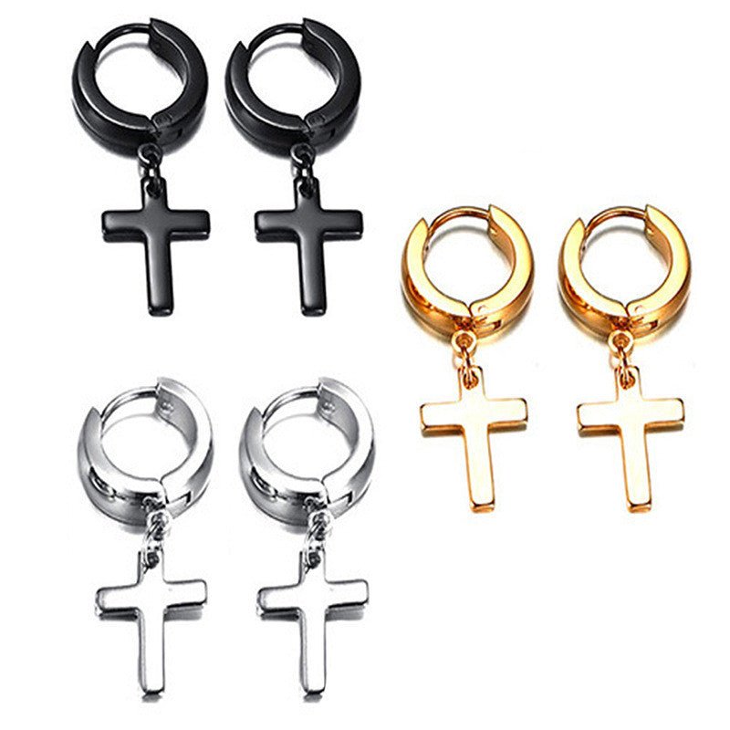 Titanium Earrings Cross Punk-Jewearrings