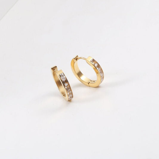 Titanium Earrings Cubic Zirconia Gold-Jewearrings