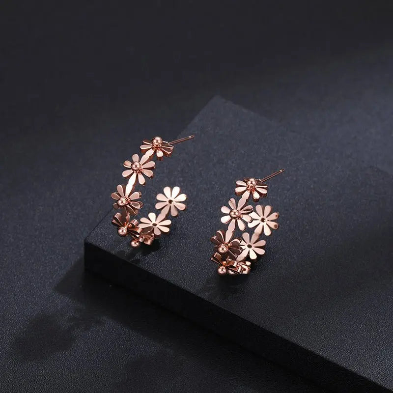 Titanium Earrings Daisy Stud Earrings-Jewearrings