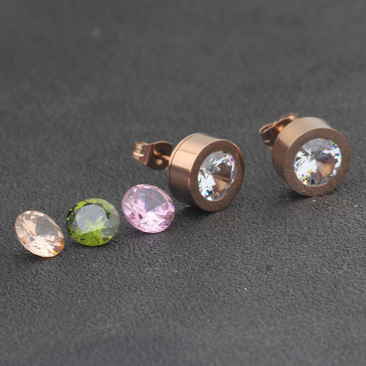 Titanium Earrings Diamond Zircon-Jewearrings