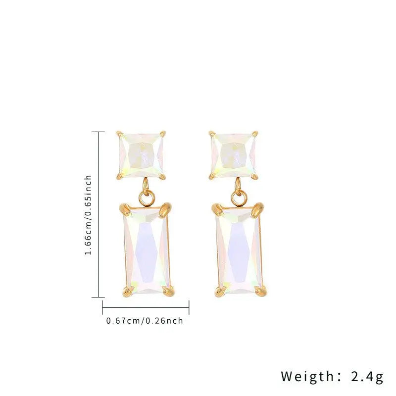 Titanium Earrings Diamond Zircon Earrings-Jewearrings