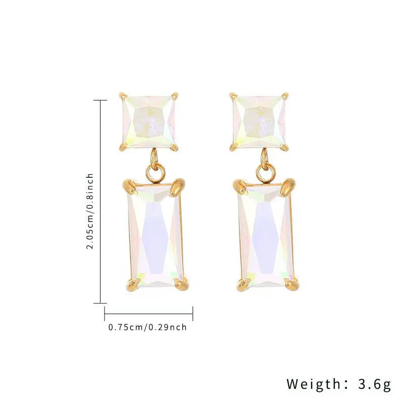 Titanium Earrings Diamond Zircon Earrings-Jewearrings