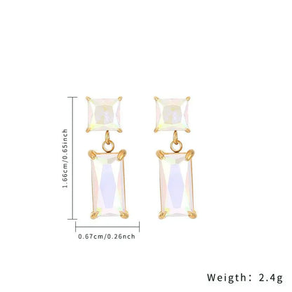 Titanium Earrings Diamond Zircon Earrings-Jewearrings