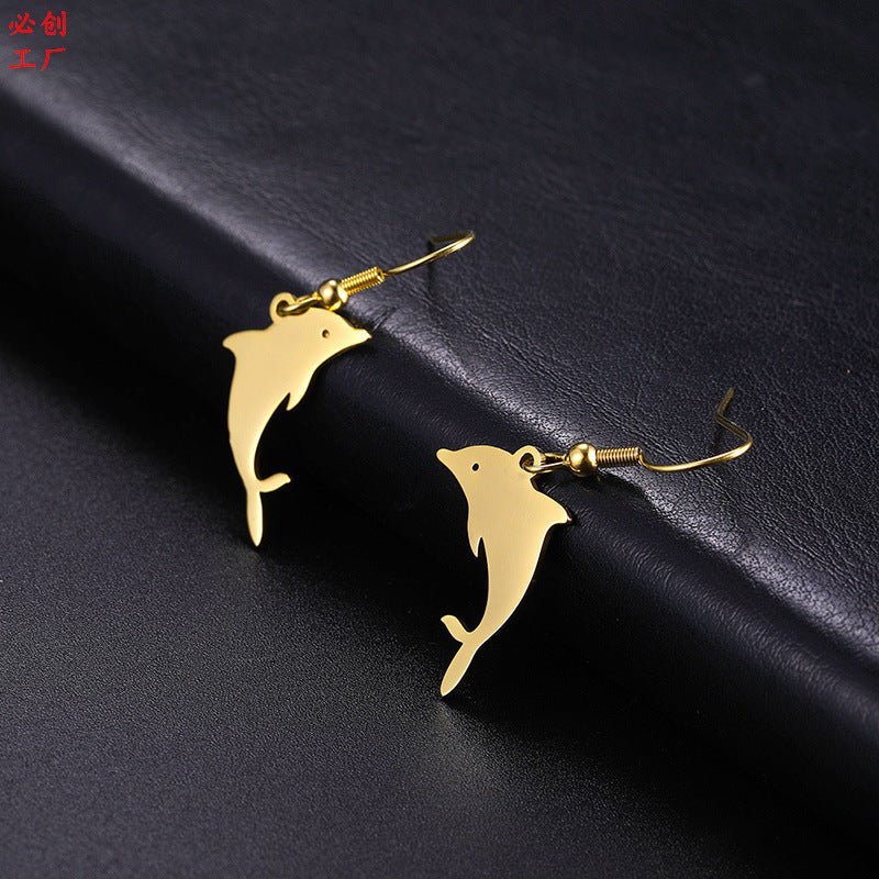 Titanium Earrings Dolphin Earrings-Jewearrings