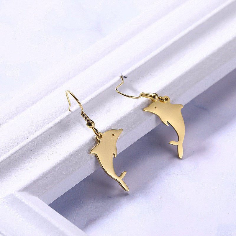 Titanium Earrings Dolphin Earrings-Jewearrings