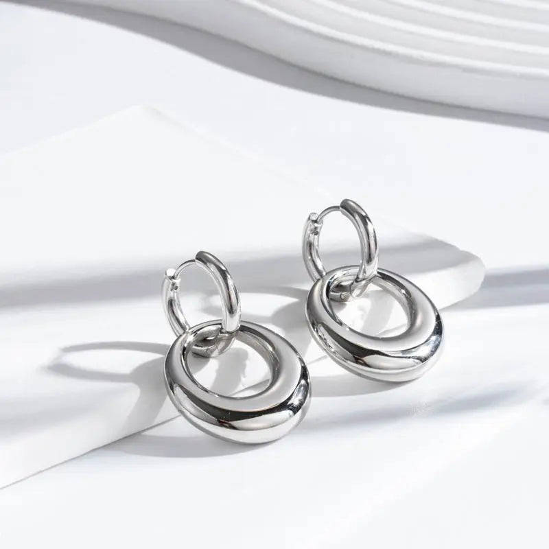 Titanium Earrings Double-Ring Stainless Steel-Jewearrings