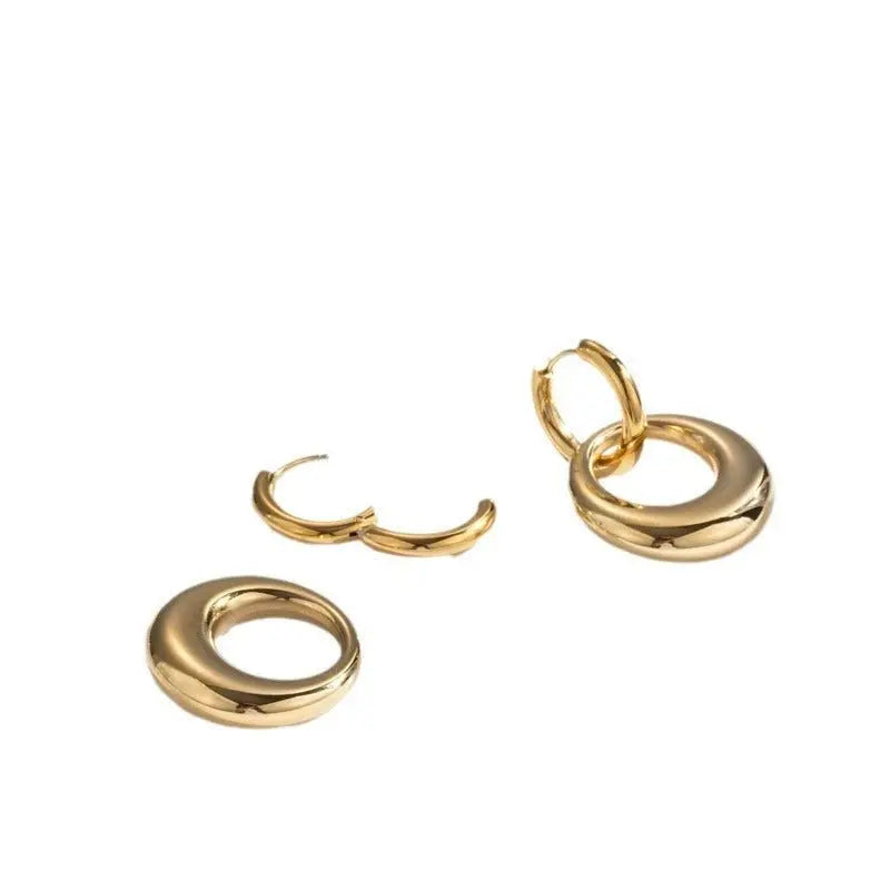 Titanium Earrings Double-Ring Stainless Steel-Jewearrings