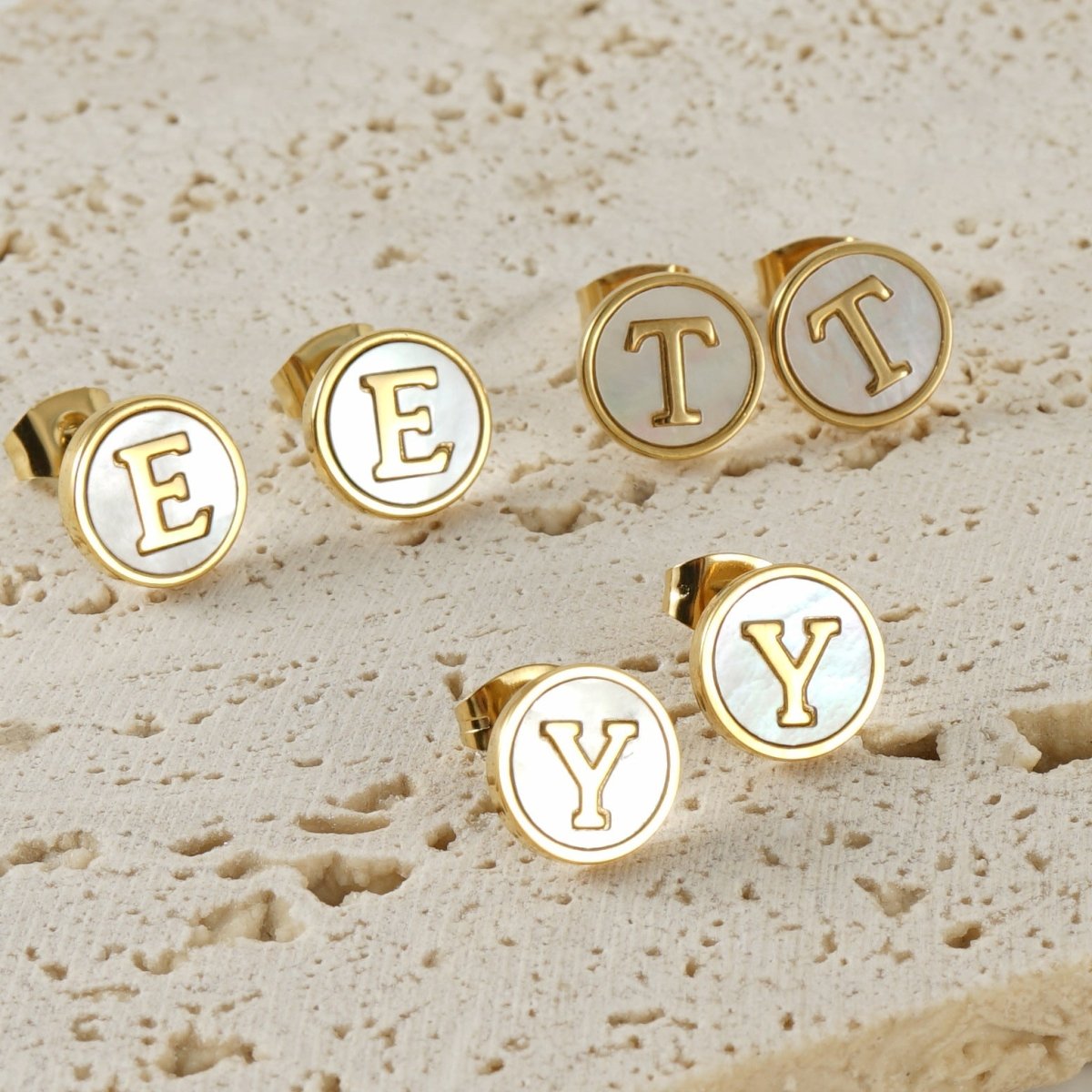 Titanium Earrings English Alphabet Letter Earrings-Jewearrings